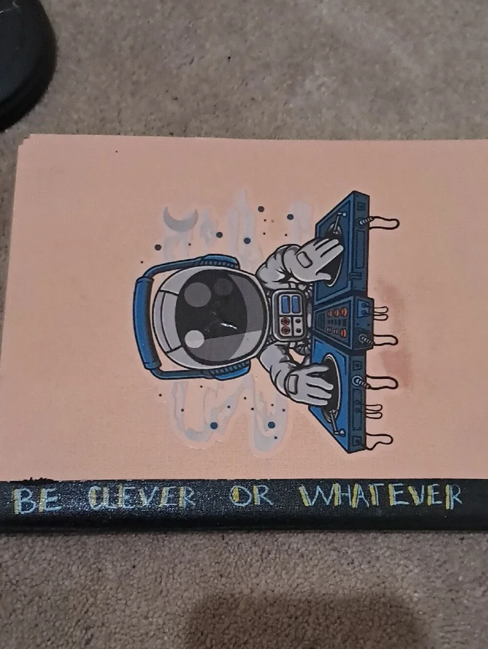 Handmade Astronaut DJ Graphic Notebook - Peach Cover